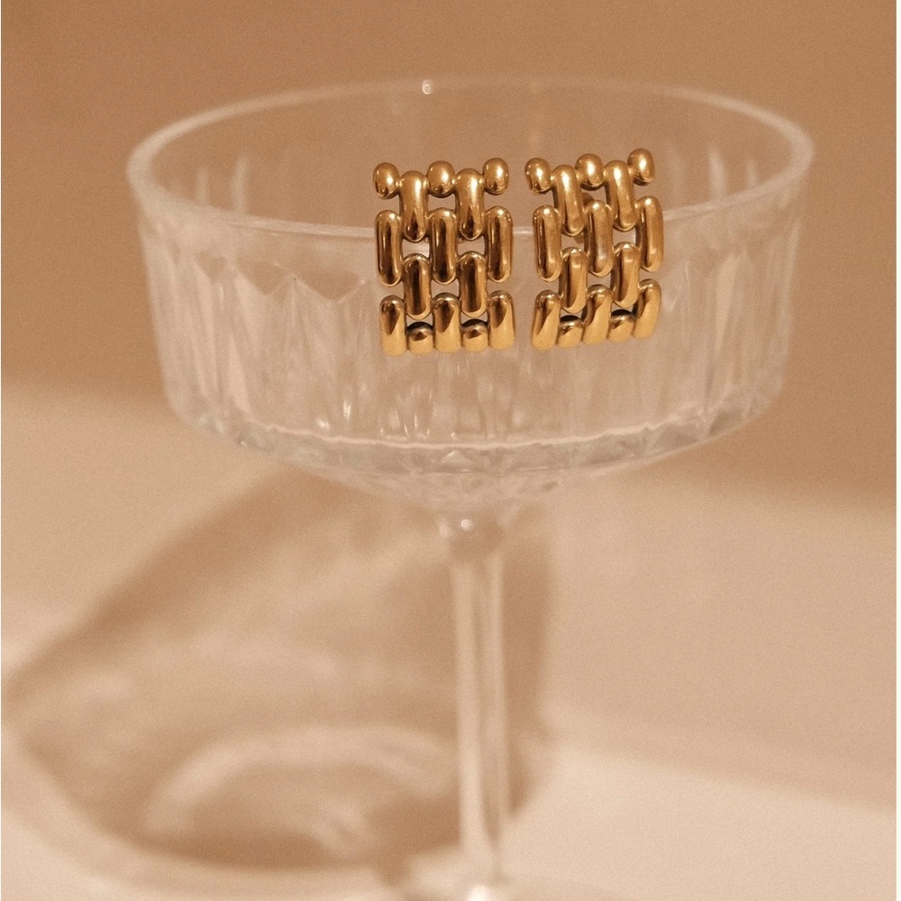 Gold Chain Link Earrings Meski